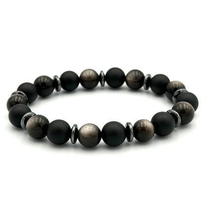 Black Onyx Silver Obsidian Bracelet - S1