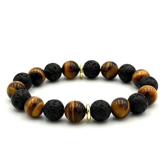 Brown Tiger Eye Lava Bracelet - S1