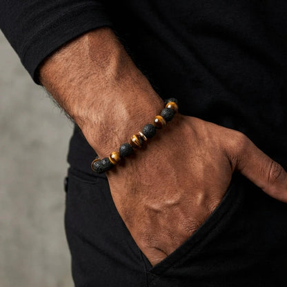 Brown Tiger Eye Lava Bracelet - S1