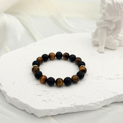 Brown Tiger Eye Lava Bracelet - S1