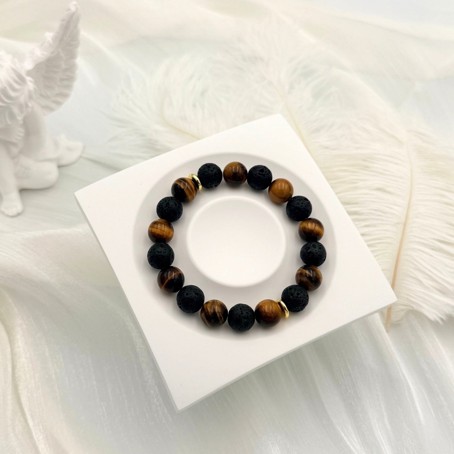 Brown Tiger Eye Lava Bracelet - S1