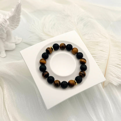 Brown Tiger Eye Lava Bracelet - S1