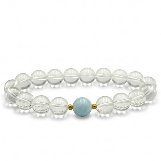 Clear Quartz Aquamarine Bracelet - S1