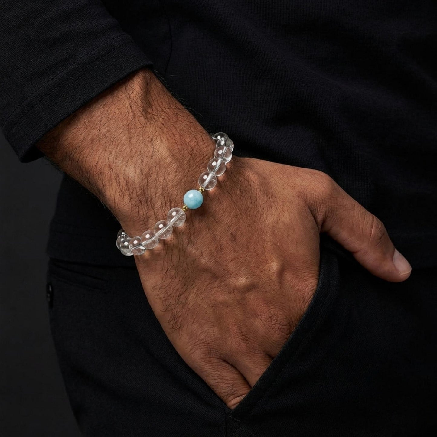 Clear Quartz Aquamarine Bracelet - S1