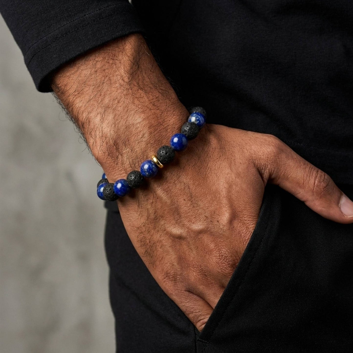 Lapis Lazuli Lava Bracelet - S1