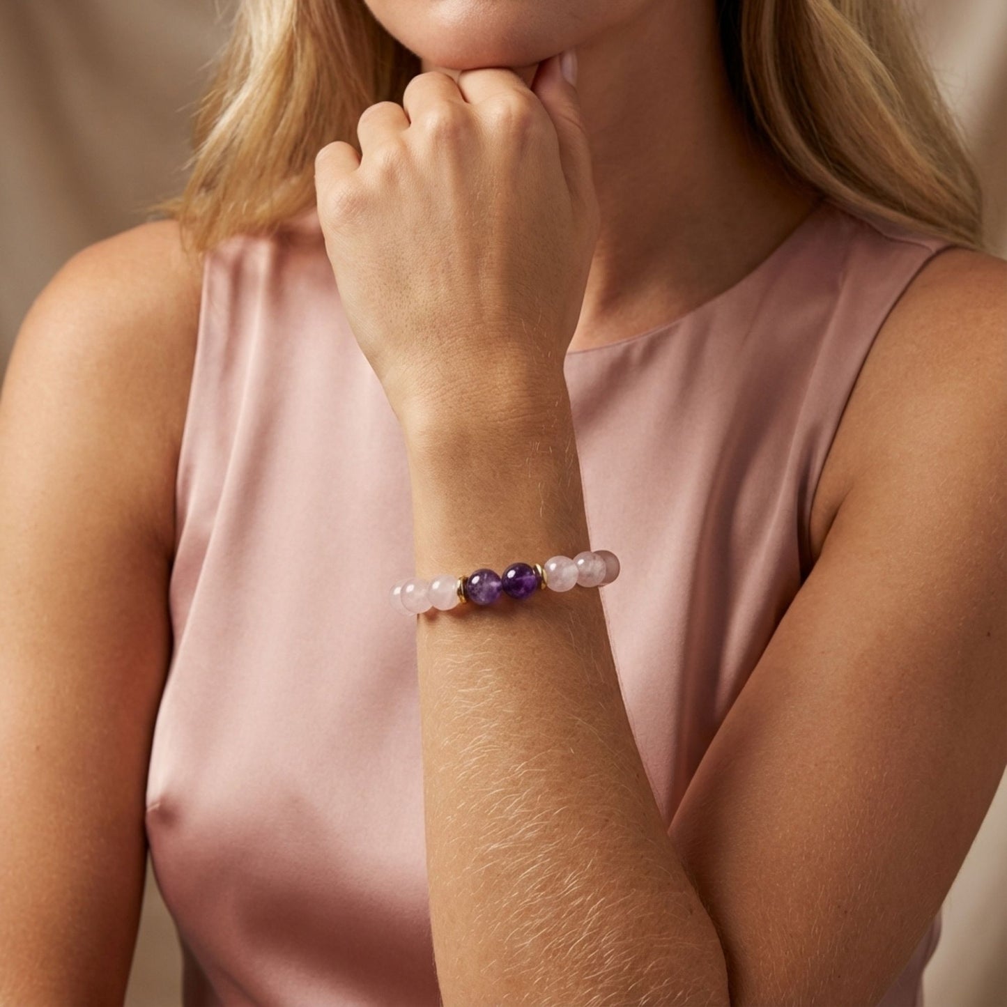 Rose Quartz Amethyst Bracelet - S1